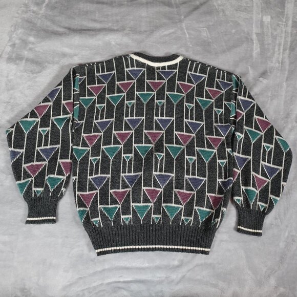 Vintage Van Heusen Hennessy Geometric Sweater Mens L (Fits M) Grandpa Style 90s - Picture 5 of 8